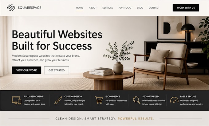 build squarespace website, fix modern squarespace website design