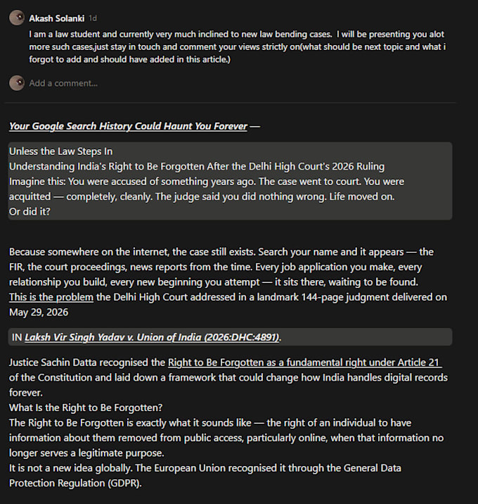 write professional legal articles and case analysis