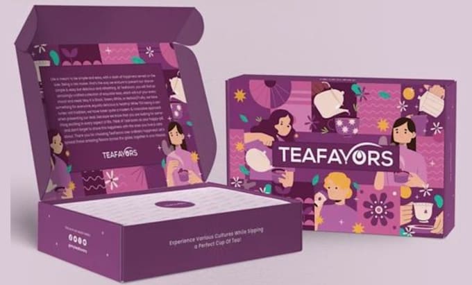 design product box packaging, suscription box, snacks box or 3d box label mockup