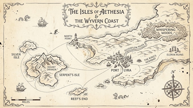 draw vector map illustration, map design, rpg world map, dnd, isometric map