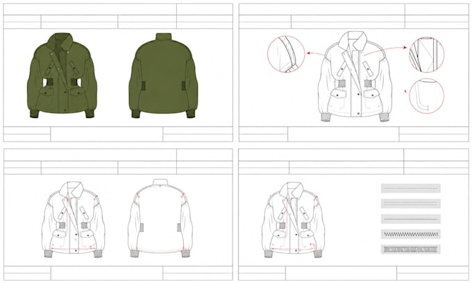 design clothing tech packs for apparel, streetwear, sportswear, and fashion bds
