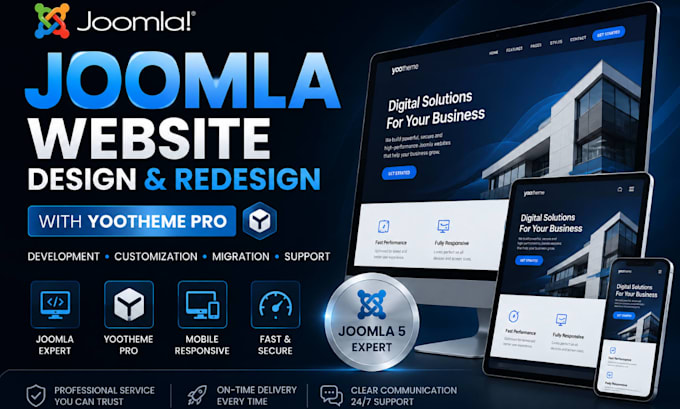 design or redesign joomla website with yootheme pro, joomla expert developer