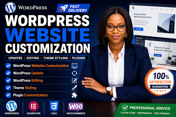 do wordpress website customization, update, editing, theme styling, plugin setup