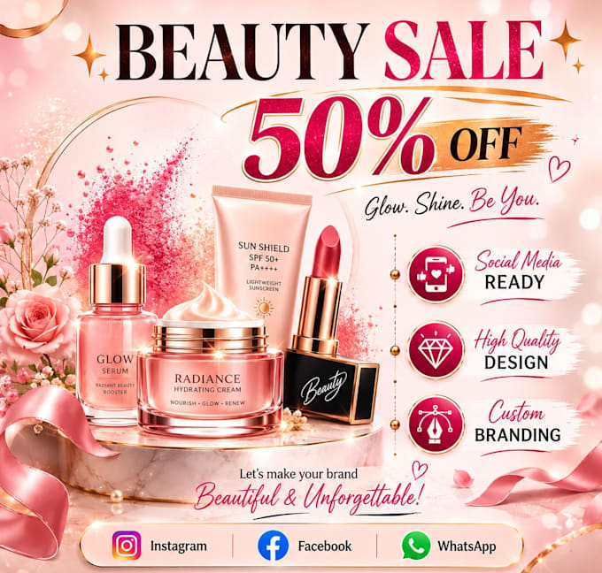 design makeup flyers banners and social media posts