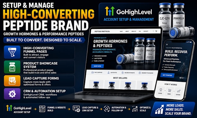 setup and manage high converting growth hormones and performance peptide brand
