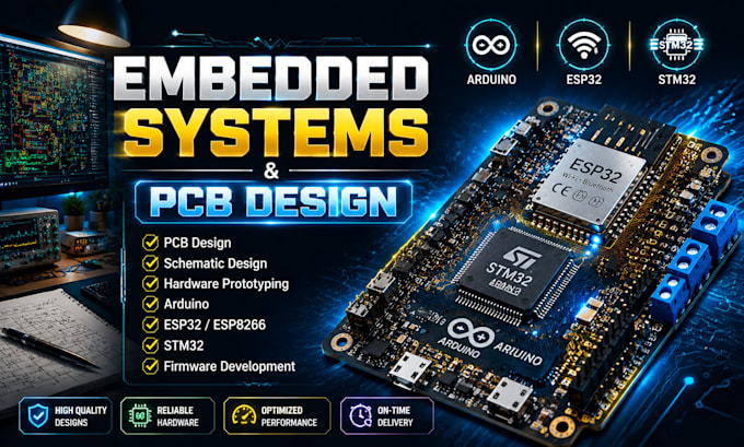 design pcb, schematic and hardware prototype using arduino, esp32, stm32, esp826