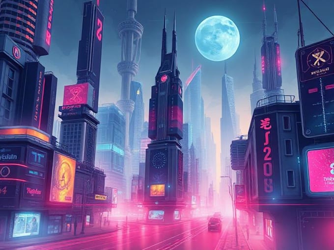 do cyberpunk scifi futuristic city