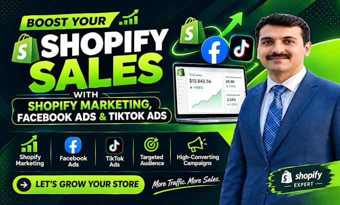 promote your shopify store with shopify marketing, facebook ads and tiktok ads