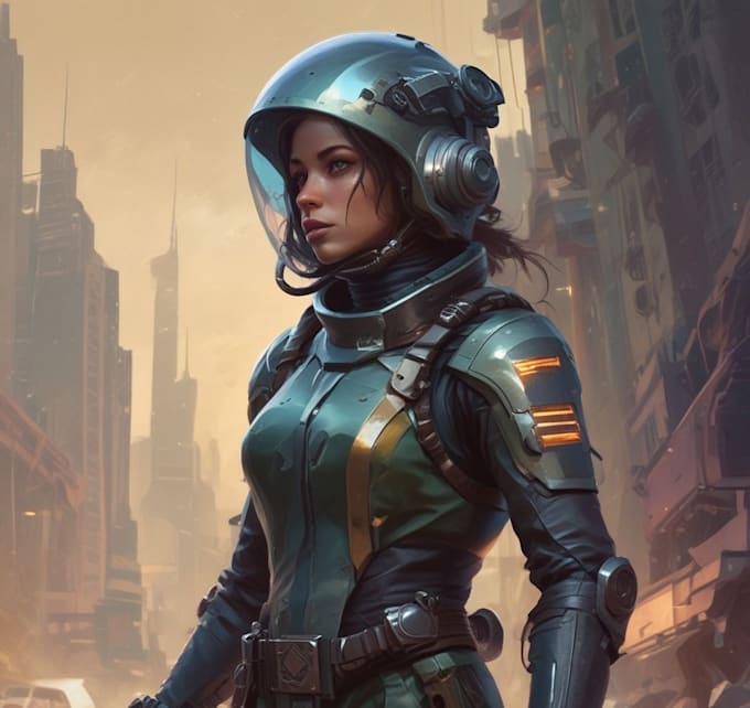 a sci fi character illustration or sci fi character