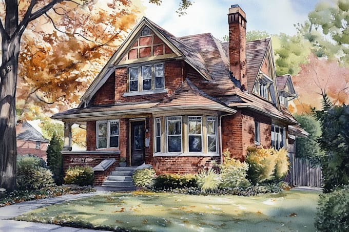 draw a watercolor house painting