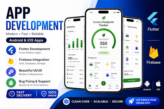 build a custom flutter mobile app for android and ios from scratch