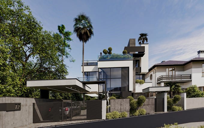 design house exterior model and 3d rendering