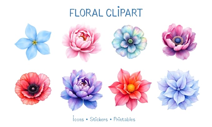 create custom watercolor clipart sets and icons