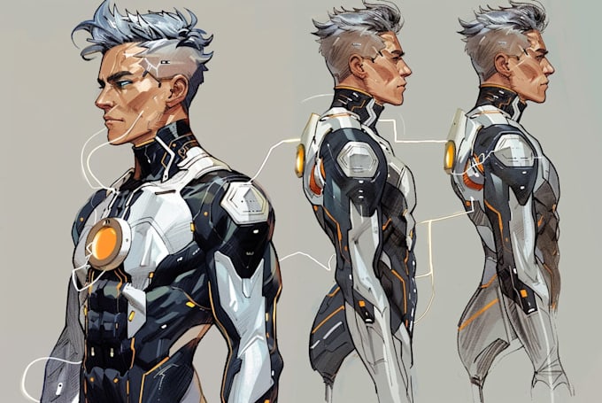 create concept art superhero character design for comics