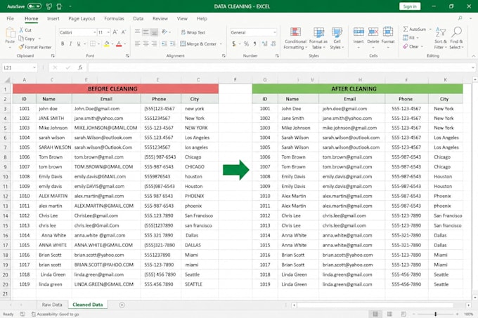 clean, format, merge, and split excel data