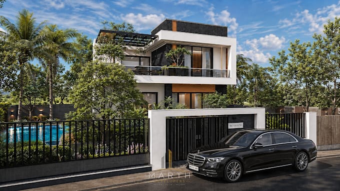 create house floor plan and modern villa elevation design