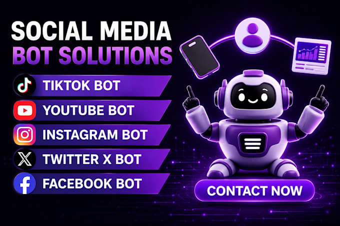 develop social media bot, twitter bot, tiktok bot, instagram bot, youtube bot