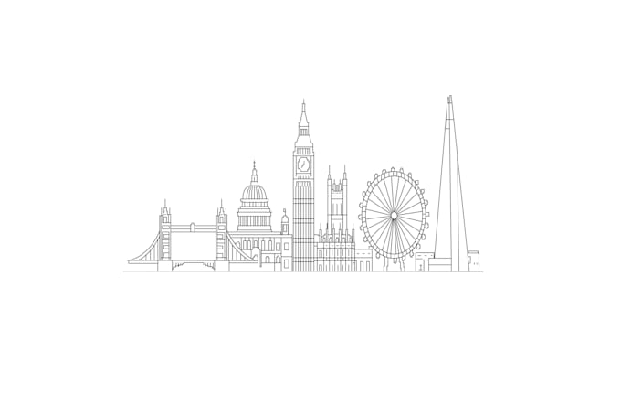 draw detailed building line art or sketch illustration