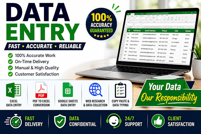 provide 100 accurate data entry services with quick delivery