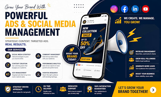 design social media posts and ad creatives for all platforms
