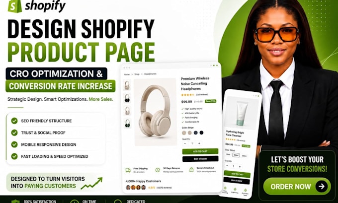 design shopify product page, cro optimization and conversion rate increase