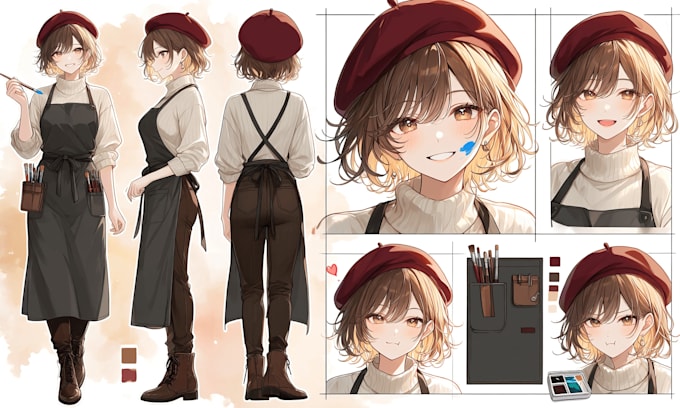 create a professional anime character sheet for vtuber and oc reference
