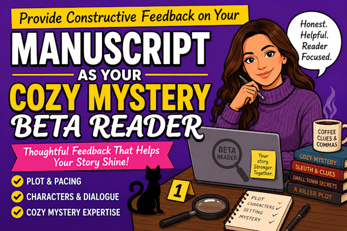provide constructive feedback on your manuscript as cozy mystery beta reader
