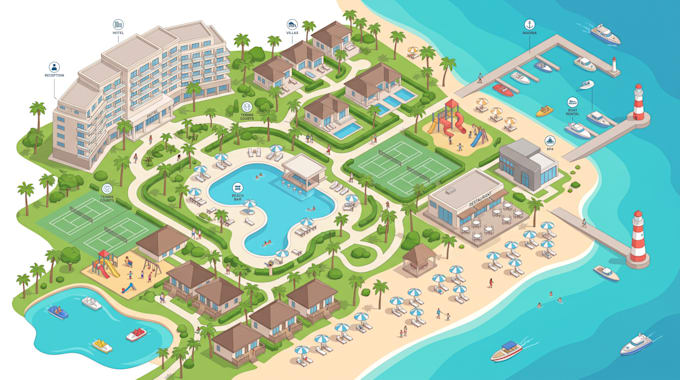 create custom 3d illustrated maps, isometric icon maps and navigation designs