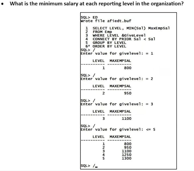 write sql queries, joins, subqueries and pl sql tasks