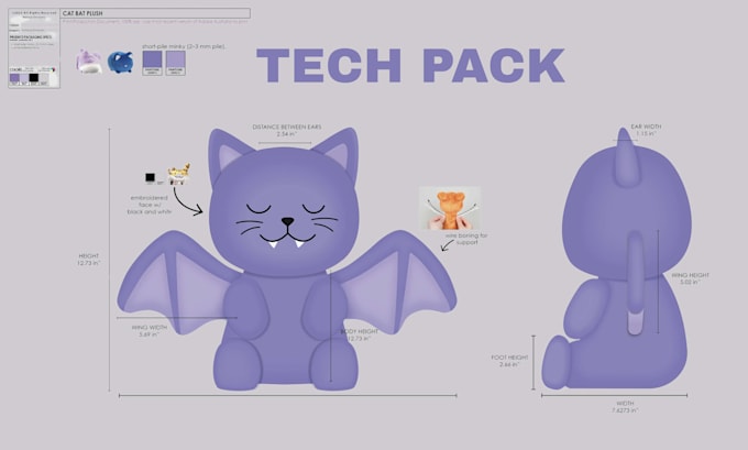 design a plush reference sheet for plush toy, stuffed animal, mascot, doll
