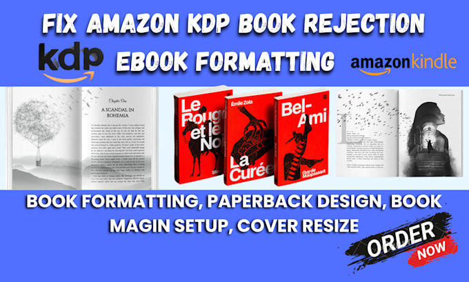 edit, fix KDP rejected paperback formatting, hardcover design for amazon KDP