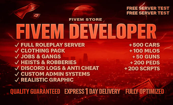 develop, optimize, fix and customize your fivem rp server