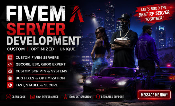 develop your custom fivem server, scripts, qbcore, esx and qbox