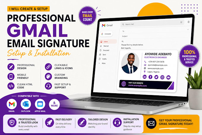 create a professional gmail email signature setup and installation