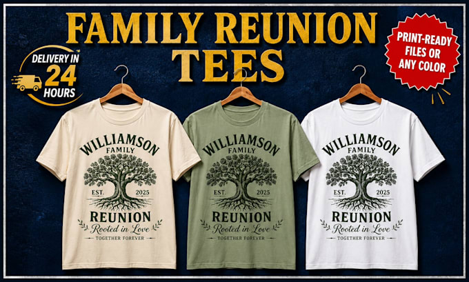 design a custom family reunion tshirt with names and personalized text