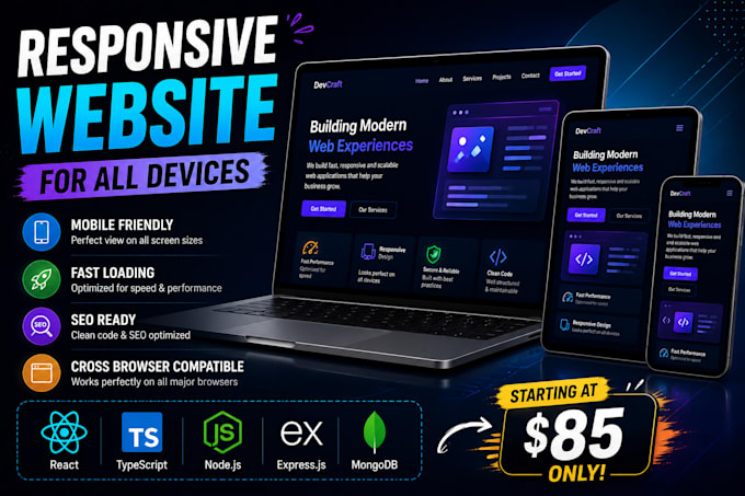 build responsive react js website or landing page