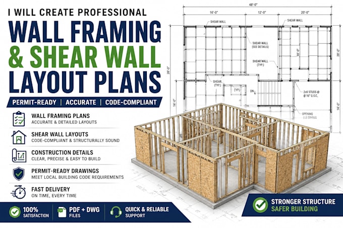 create professional wall framing and shear wall layout plans for permits