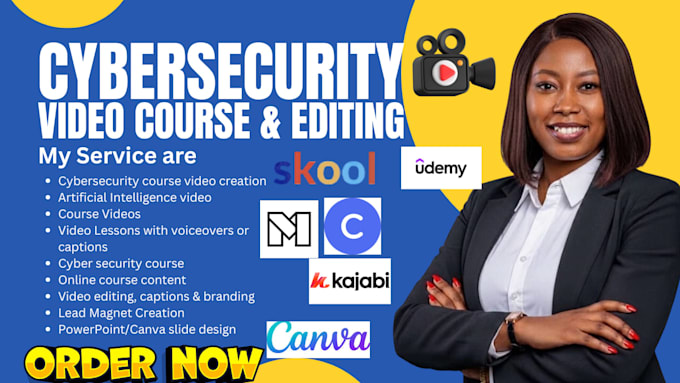 create cybersecurity video course, skool online course PPT slides, course slides