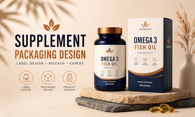 create supplement packaging design, label design, product mockup expert