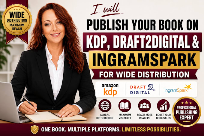 publish your book on KDP, draft2digital and ingramspark for wide distribution