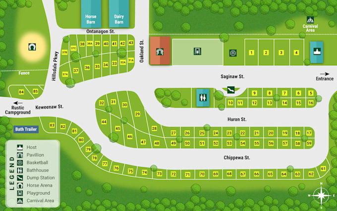 design custom resort, rv park and tourist map design