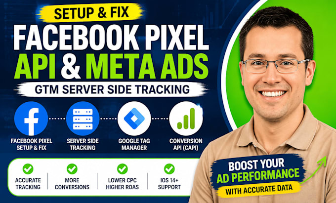 setup and fix facebook pixel API, fix meta ads, GTM server side tracking