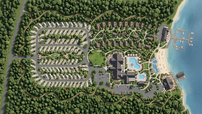create rv resort maps, campground brochures and tourism illustrations