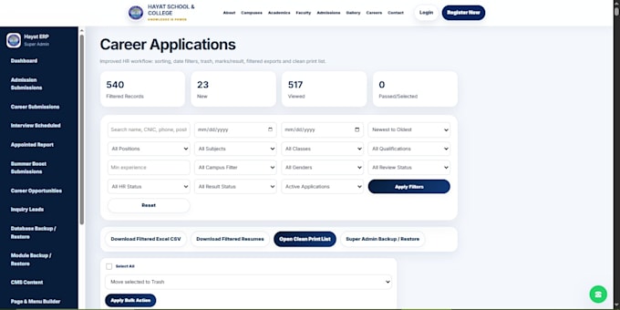 build an educational website with dynamic admin dashboard