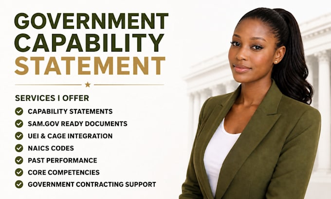 create a government capability statement for sam gov and federal contracts