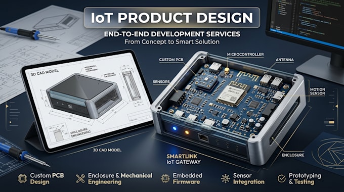 make product design, pcb development and enclosure design for iot devices