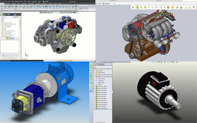 create 3d mechanical parts cad model assembly down design in PTC creo parametric