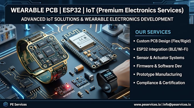 create wearable pcb design esp32 pcb, sensor integration and iot electronics
