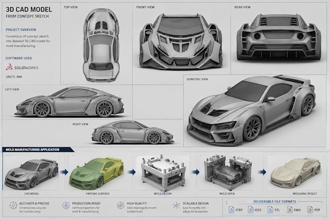 create 3d car modeling for body kits, vehicle styling and custom modification