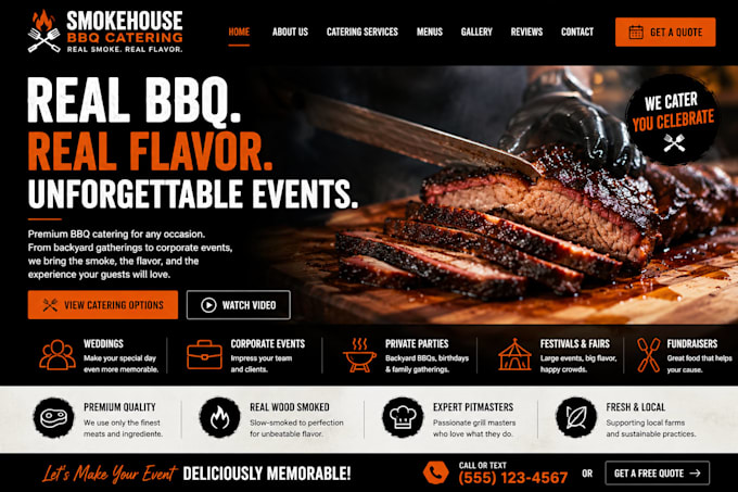 design wix BBQ catering website event catering  grill catering website
